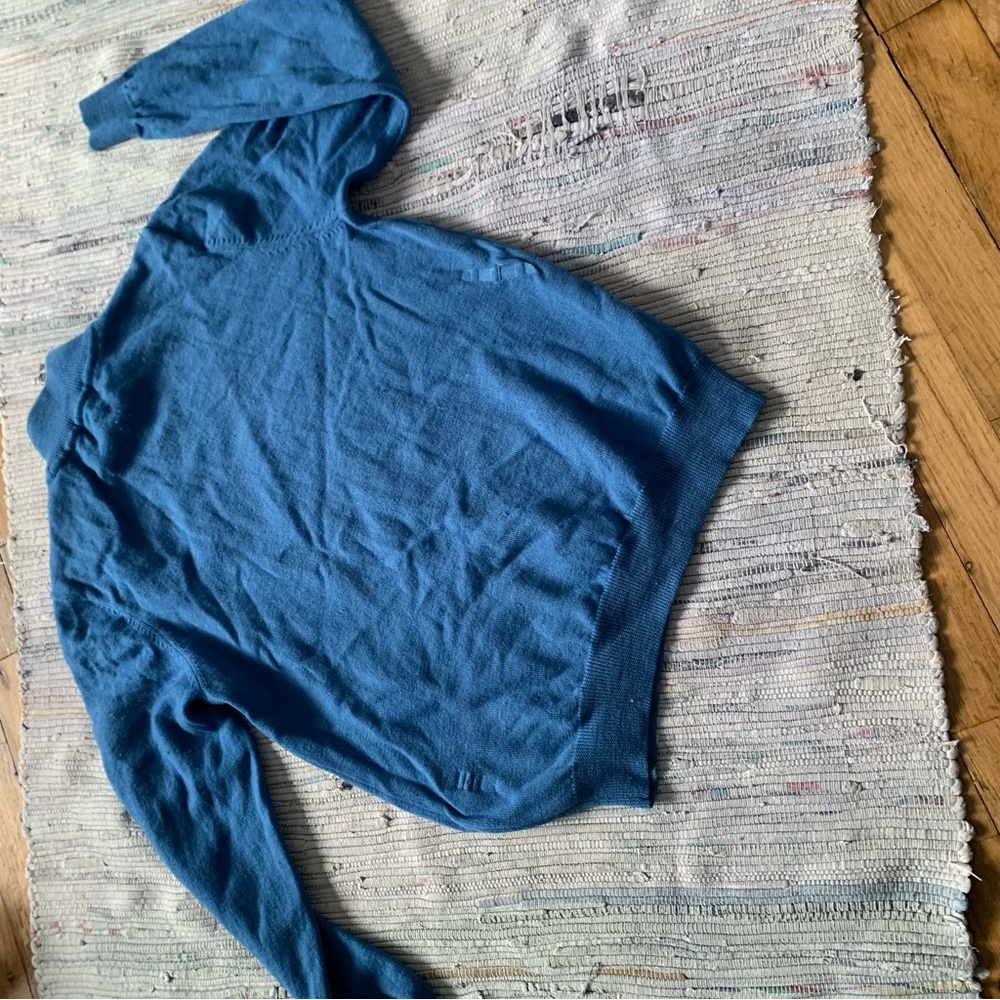 Vintage 100% Merino Wool Blue mock neck Sweater - Picture 6 of 6